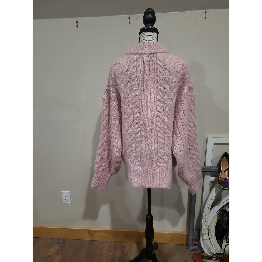 A New Day Mauve Chunky Cable Knit Crewneck Sweater Women SZ XL drop shoulder - Picture 4 of 11